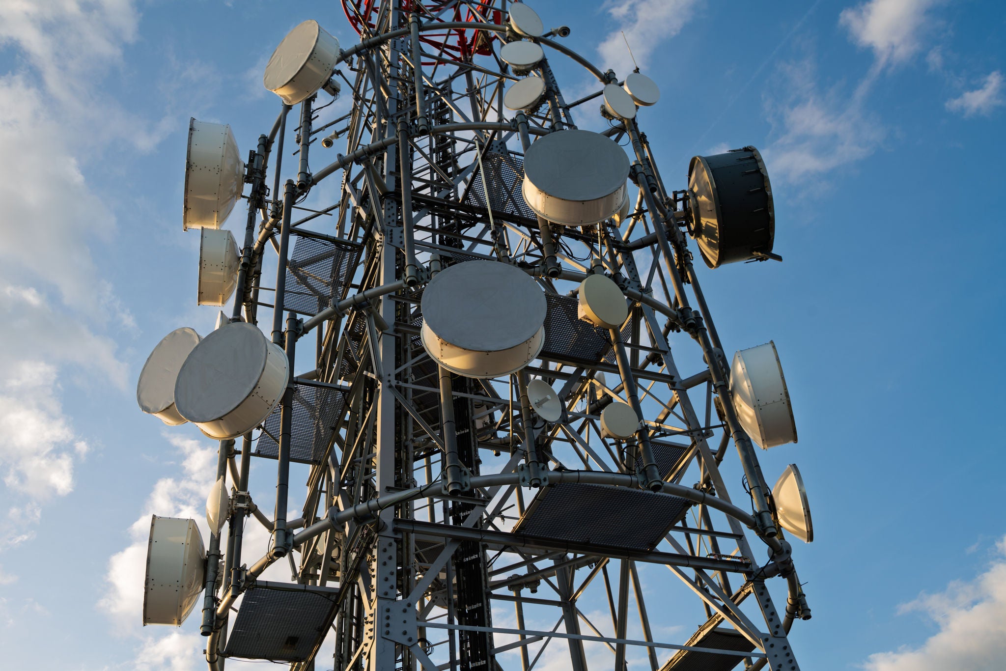 Mobile network and satellite communications mast on top of mountainous island